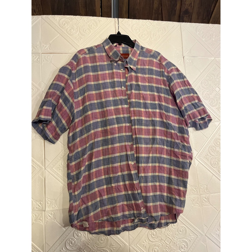 Staffords Thomasville GA Mens XXL Plaid Short Sleeve Button‎ Down Shirt